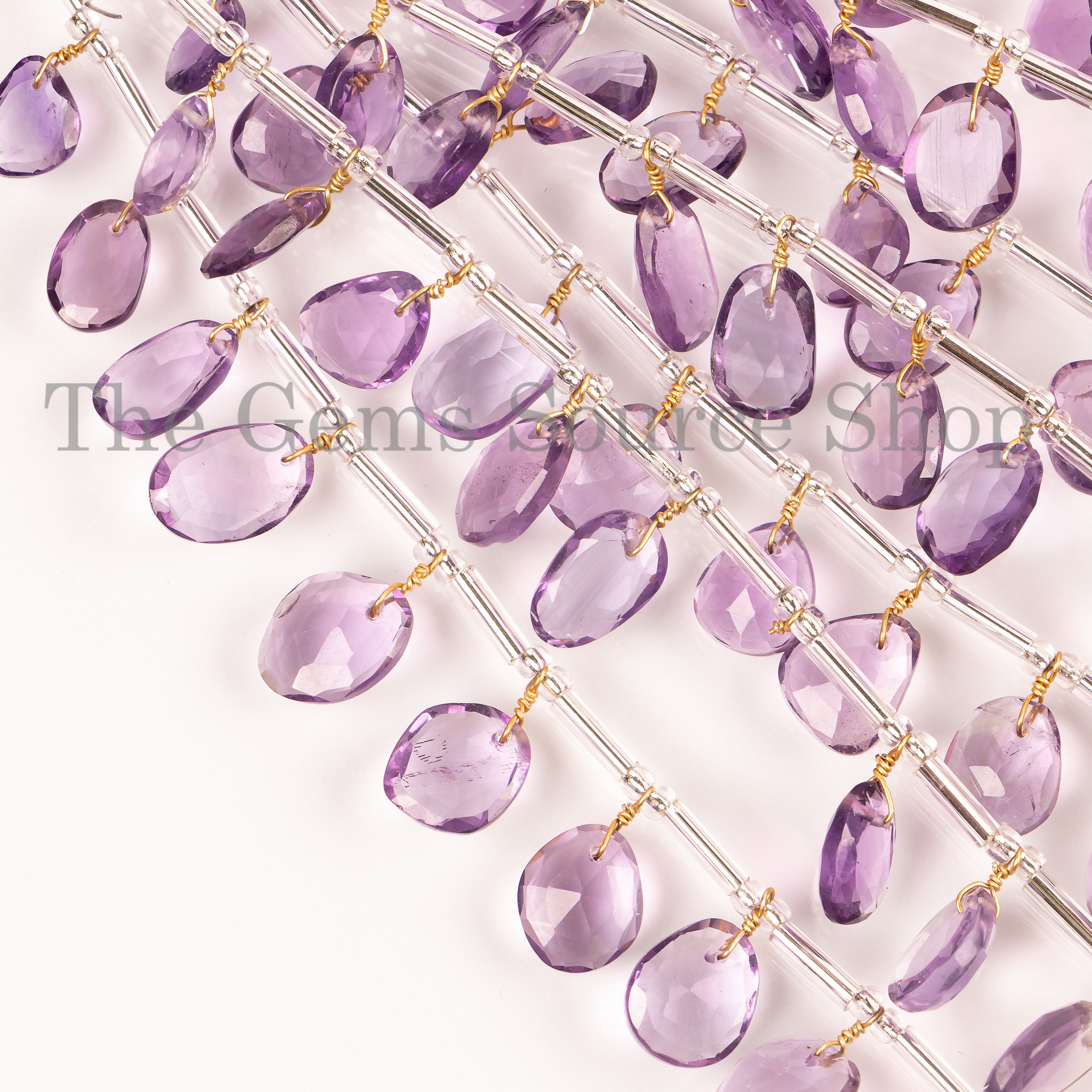 Amethyst Rose Cut Beads, Amethyst Gemstone Briolette, Flat Fancy Beads, Front to Back Drill Beads, Rosecut Beads, Face Drill Beads