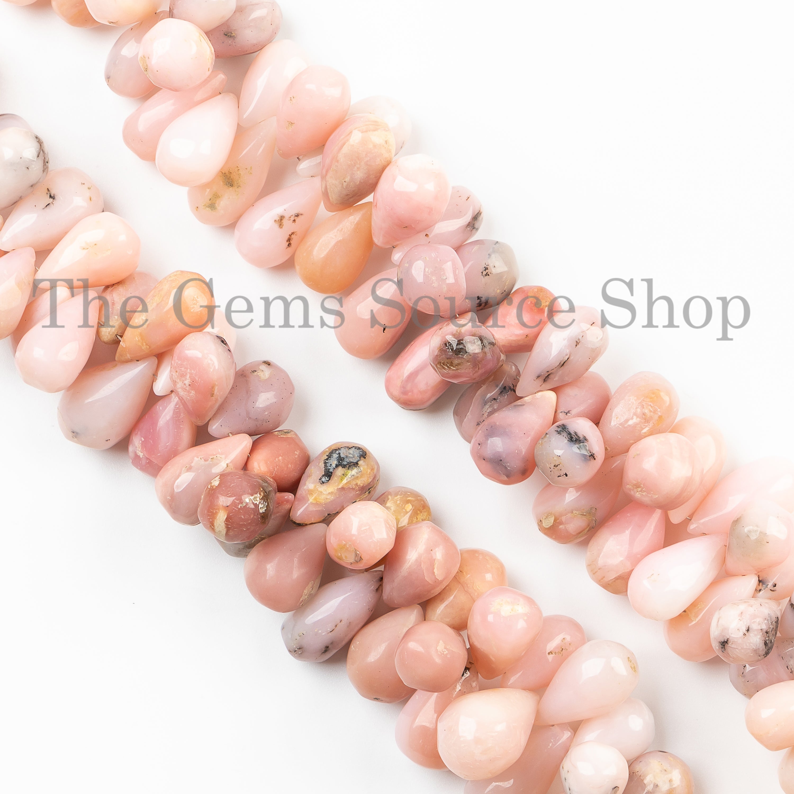 Natural Pink Opal Beads, Pink Opal Smooth Drops Beads, Straight Drill Beads, Wholesale Gemstone Beads
