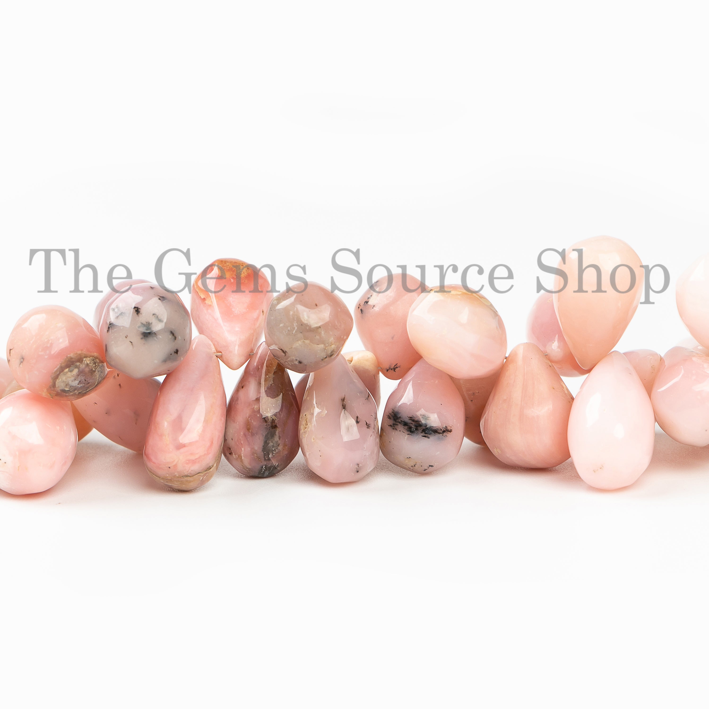Natural Pink Opal Beads, Pink Opal Smooth Drops Beads, Straight Drill Beads, Wholesale Gemstone Beads