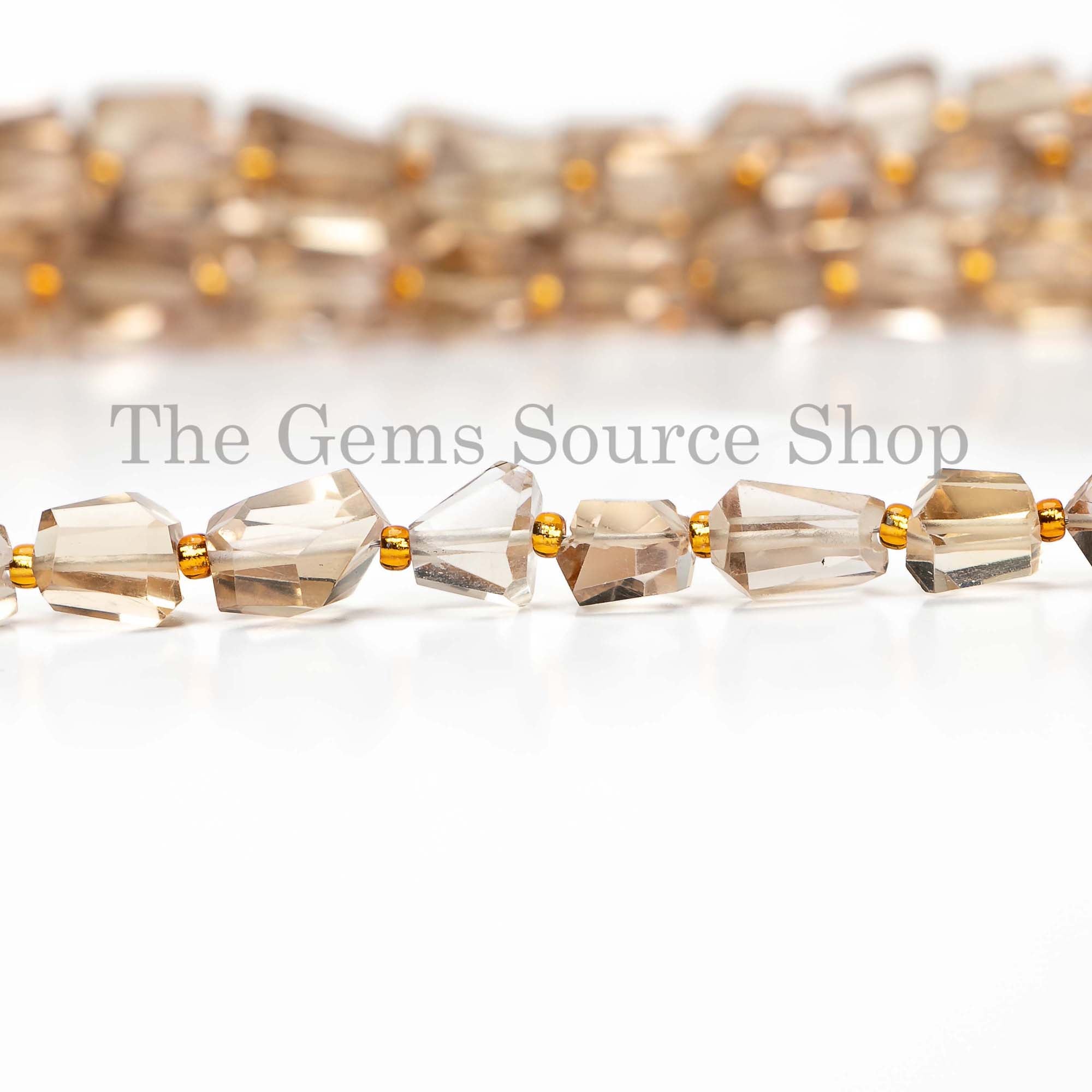 Champagne Quartz Faceted  Nugget Beads, Fancy Gemstone Beads