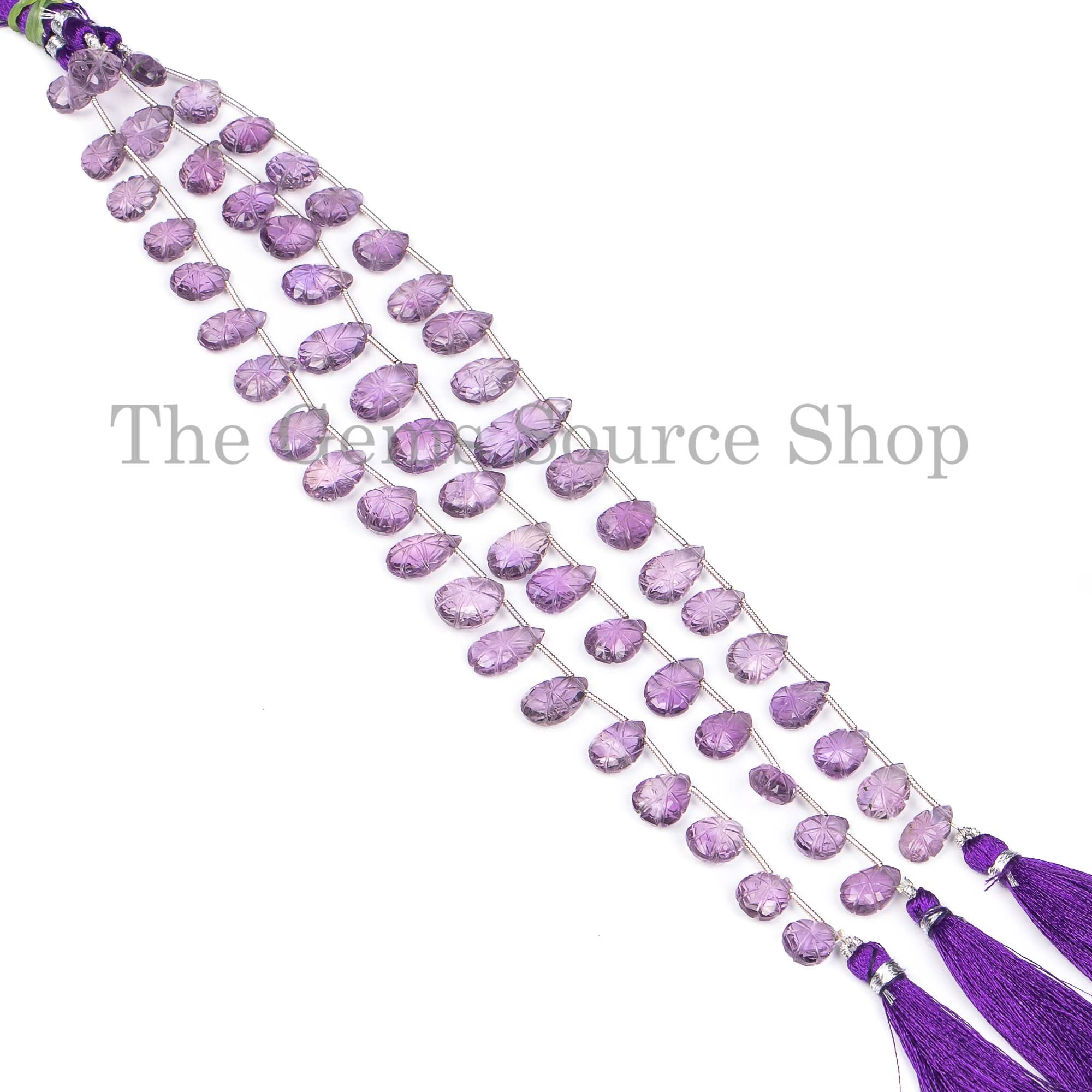 Extremely Rare Amethyst Pear Flower Carving Beads, Amethyst Flower Beads