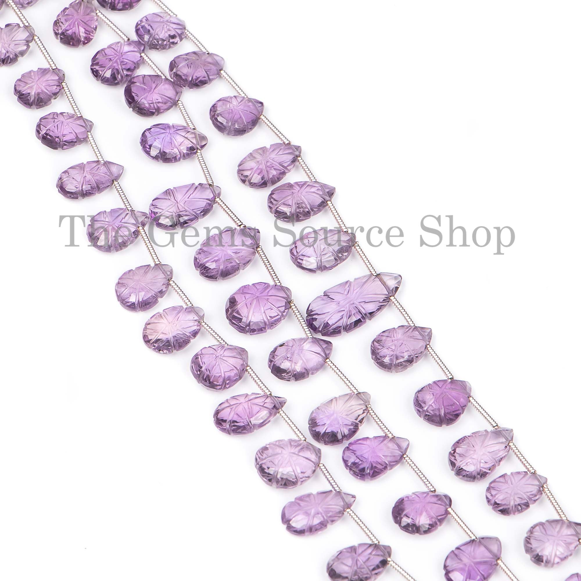 Extremely Rare Amethyst Pear Flower Carving Beads, Amethyst Flower Beads