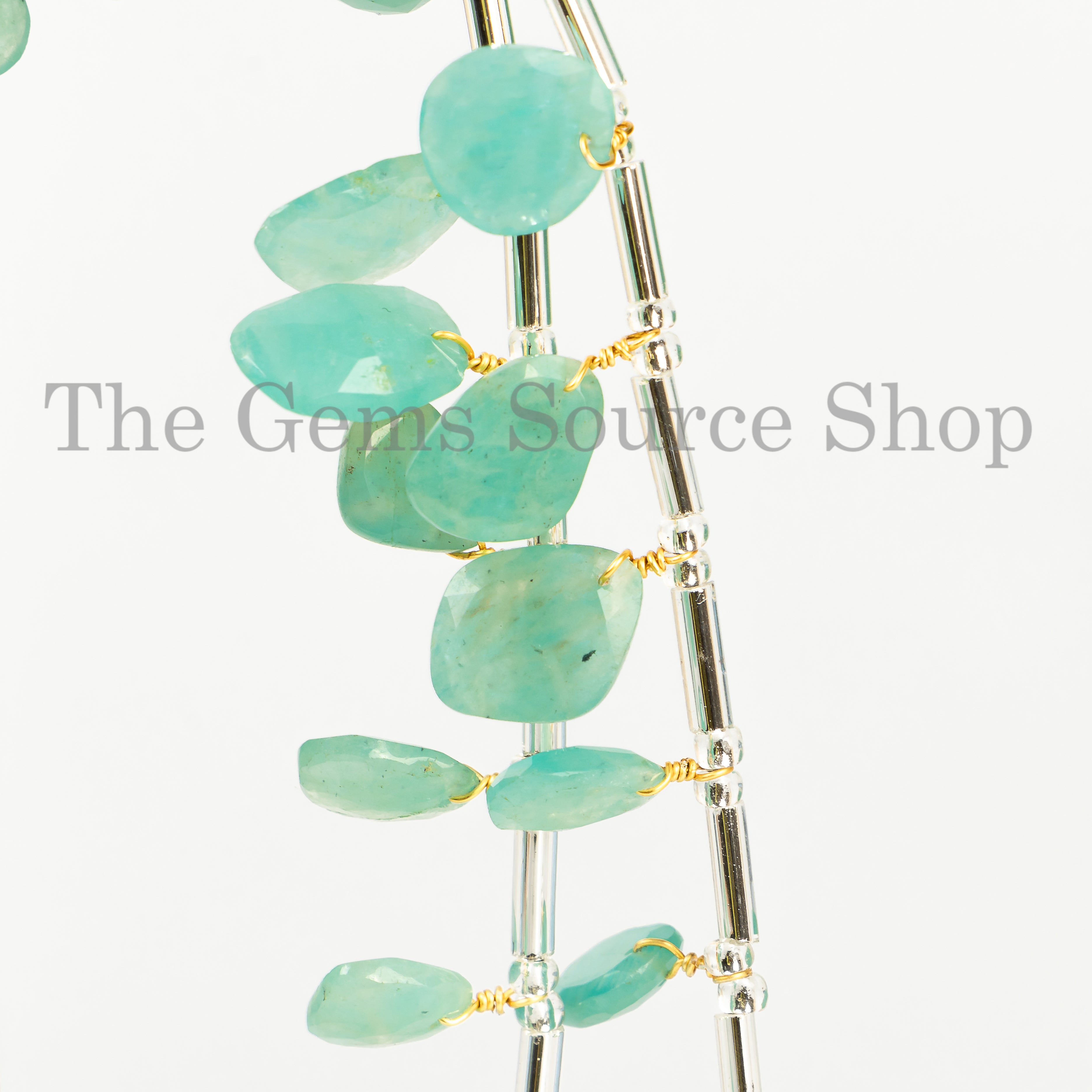 Amazonite Rose Cut Beads, Amazonite Gemstone Briolette, Flat Fancy Beads, Front to Back Drill Beads, Rose cut Beads