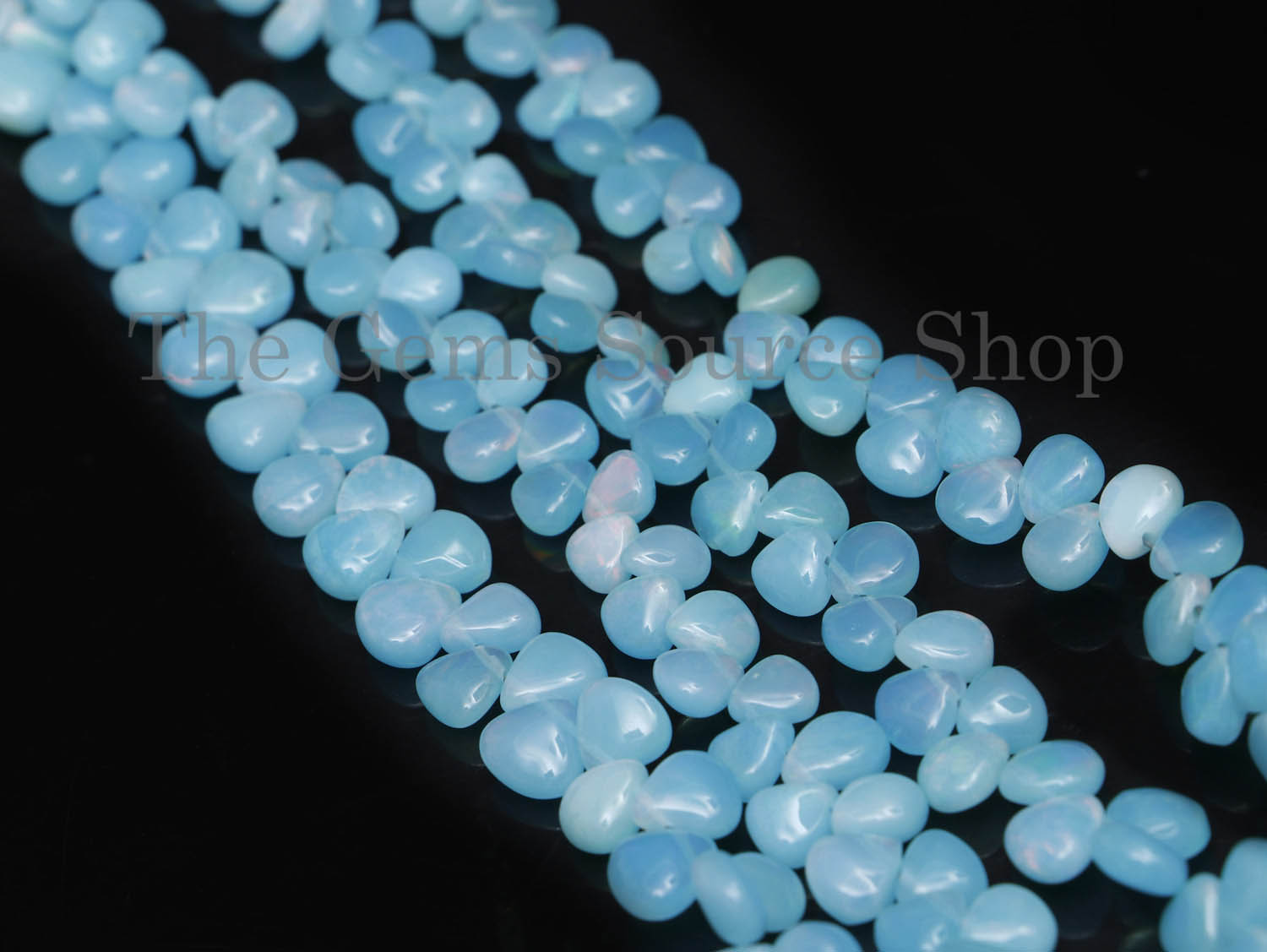 Paraiba Opal Smooth Heart Shape Beads, Opal Plain Gemstone Beads