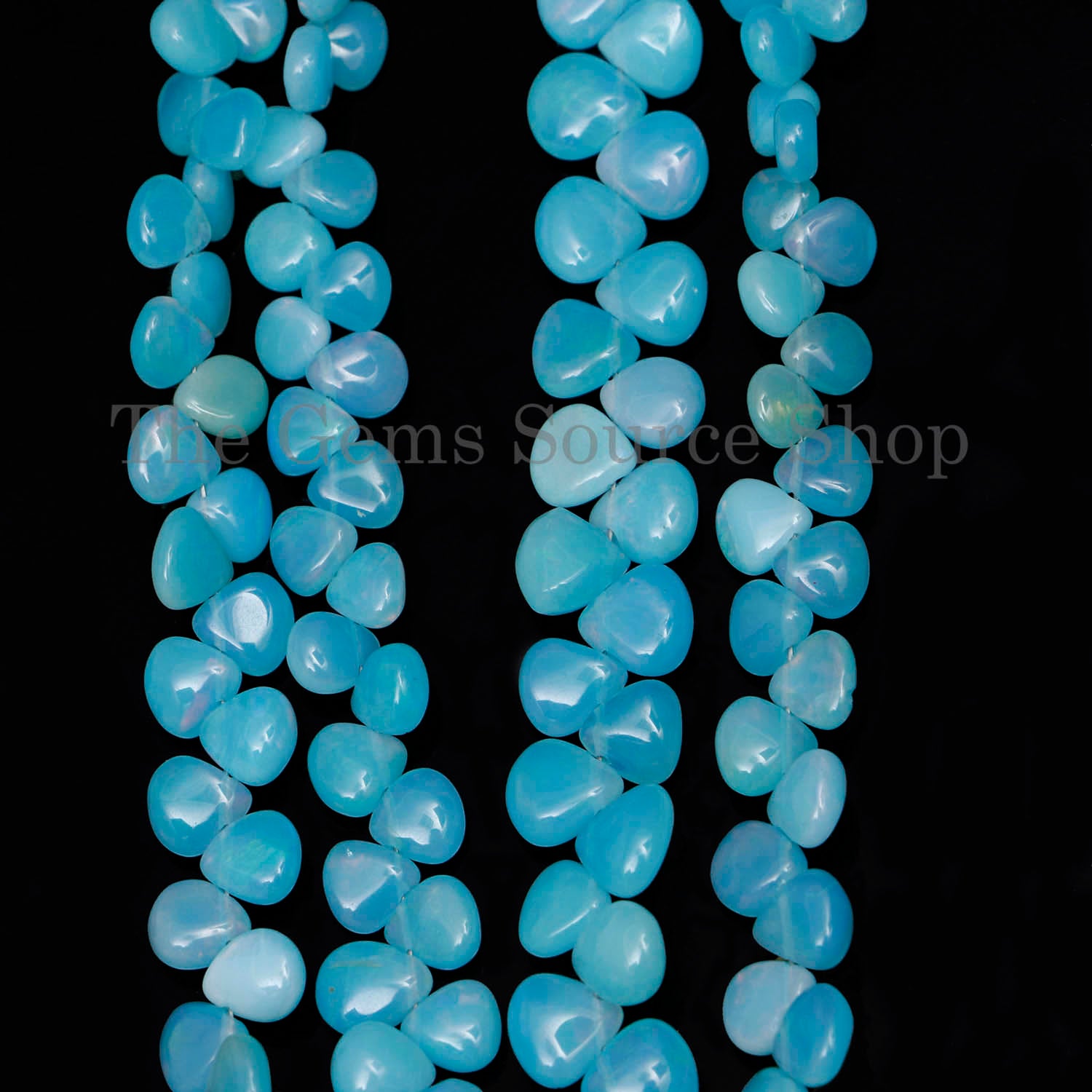 Paraiba Opal Smooth Heart Shape Beads, Opal Plain Gemstone Beads