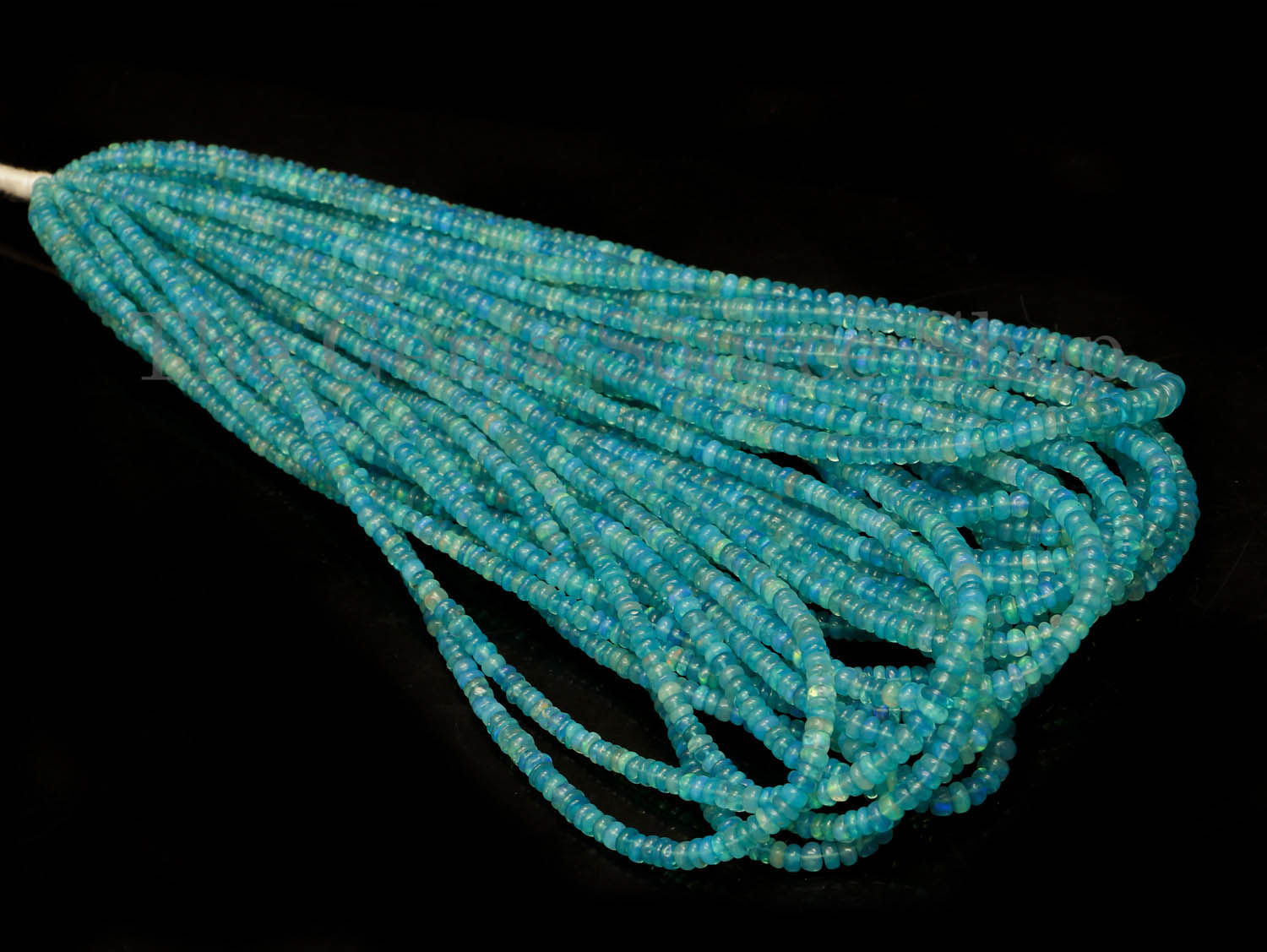 Paraiba Opal Smooth Rondelle Shape Beads, Opal Plain Gemstone Beads