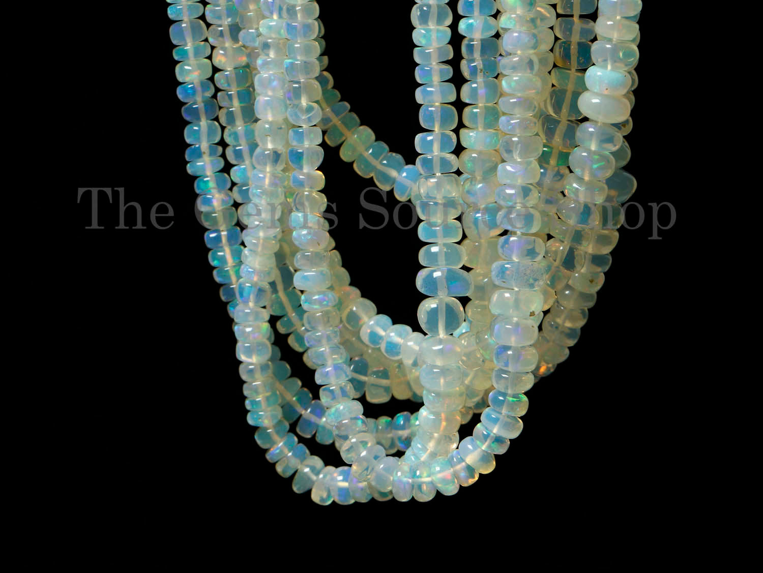 Ethiopian Opal Smooth Rondelle Beads, Opal Gemstone Beads