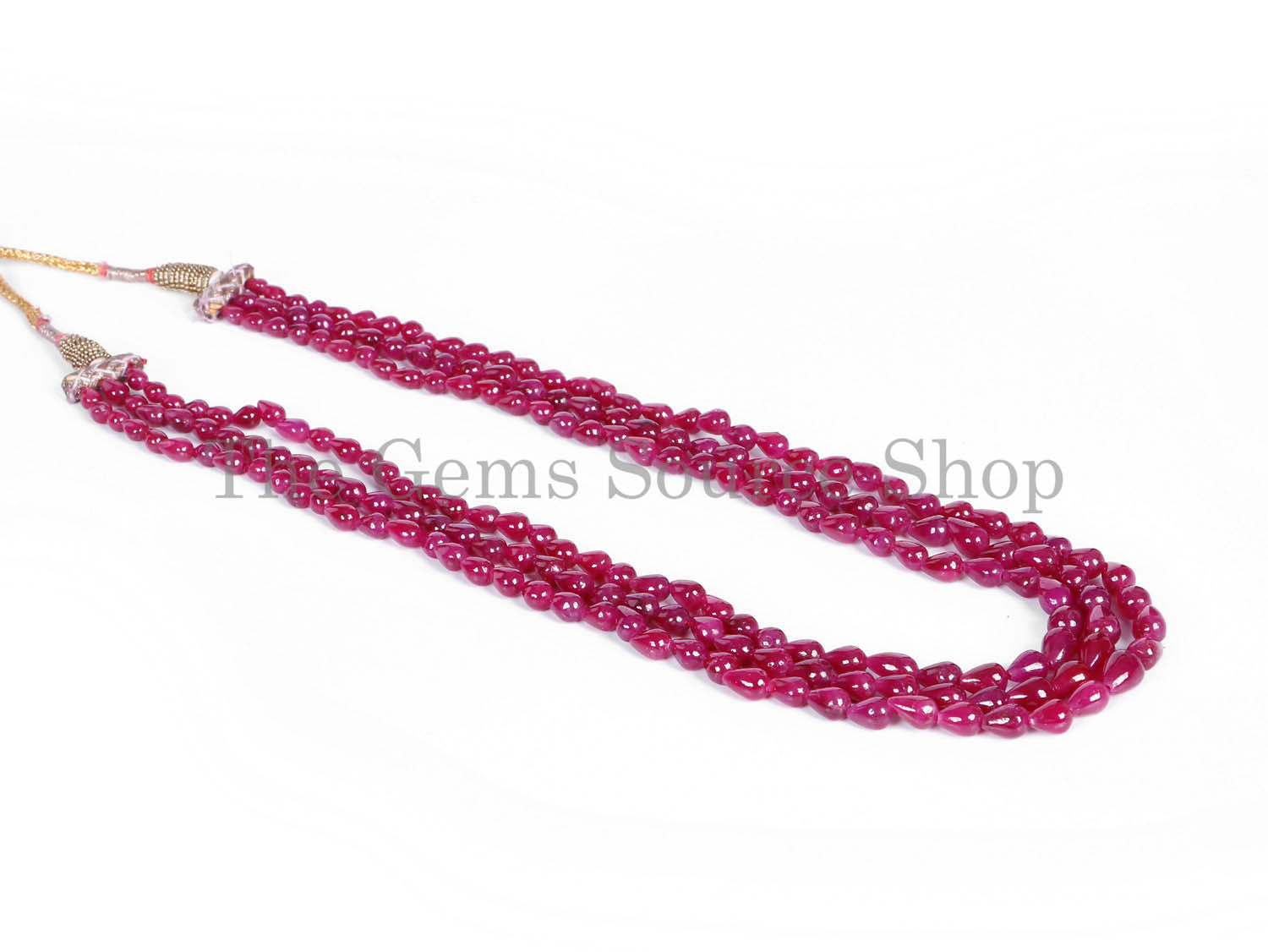 Ruby Gemstone Necklace, Ruby Smooth Drops Shape Necklace