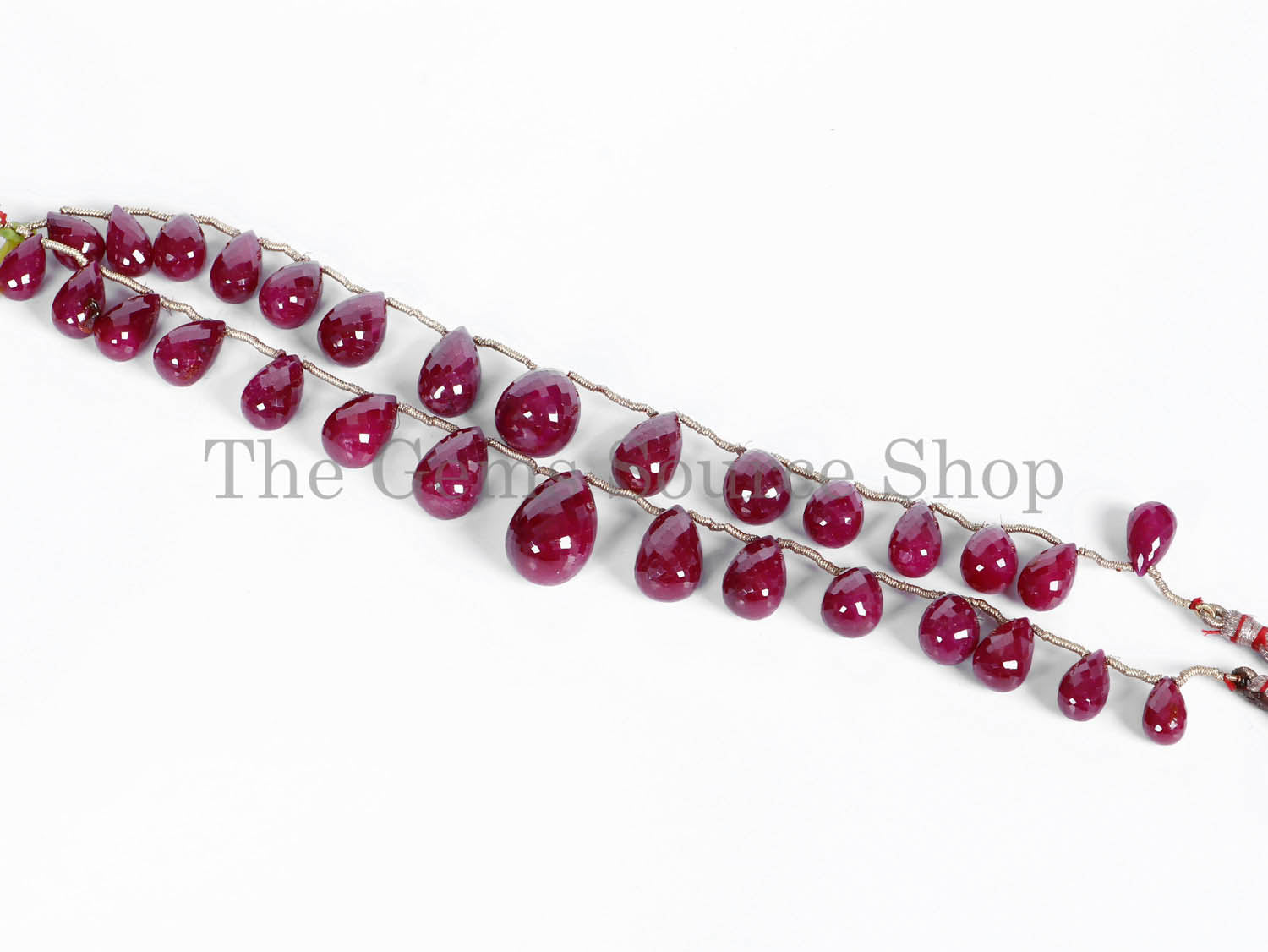 Natural Ruby Faceted Drop Shape Gemstone Beads, Ruby Beads