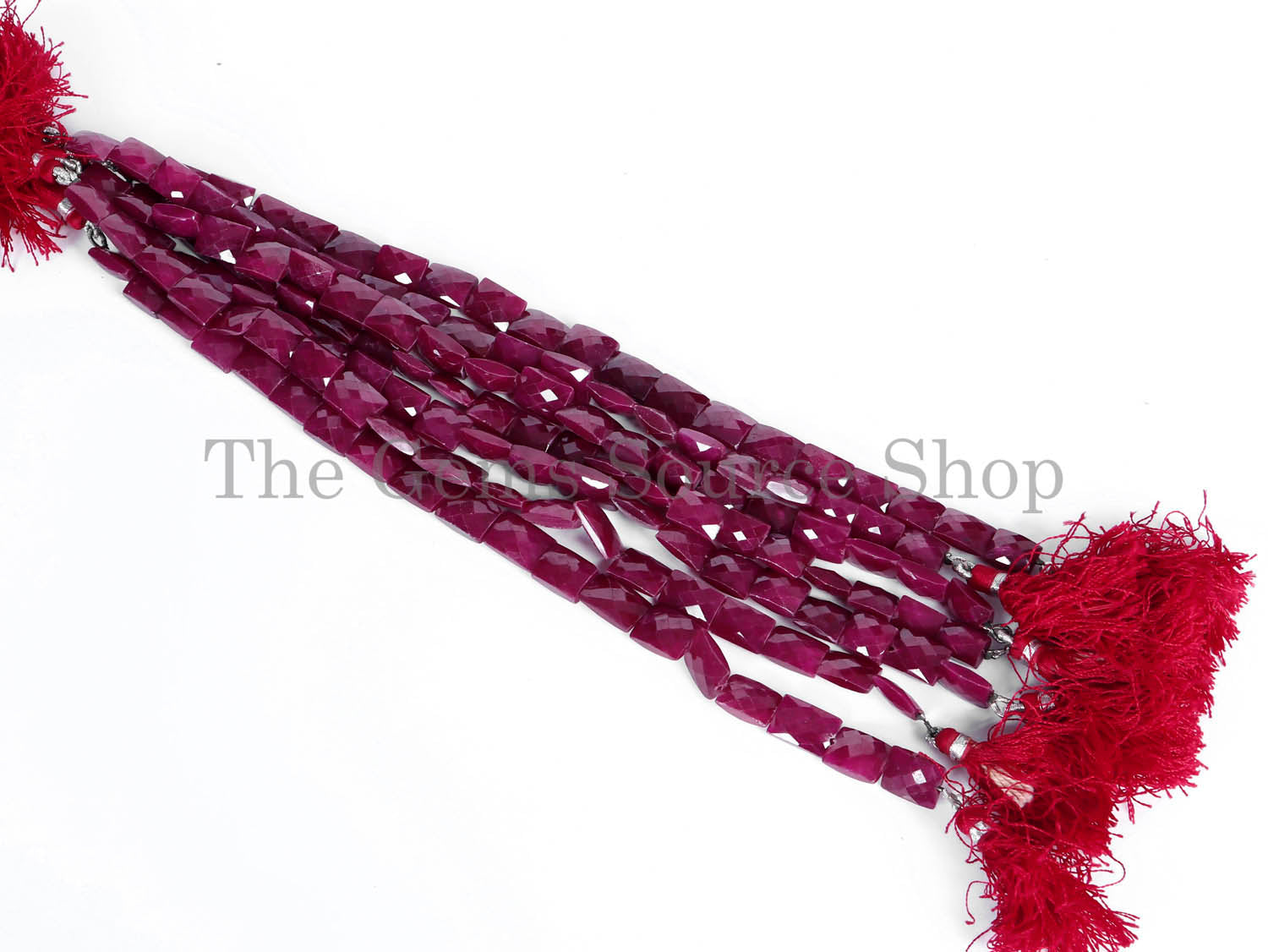 Natural Ruby Gemstone Beads, Ruby Faceted Cushion Shape Beads