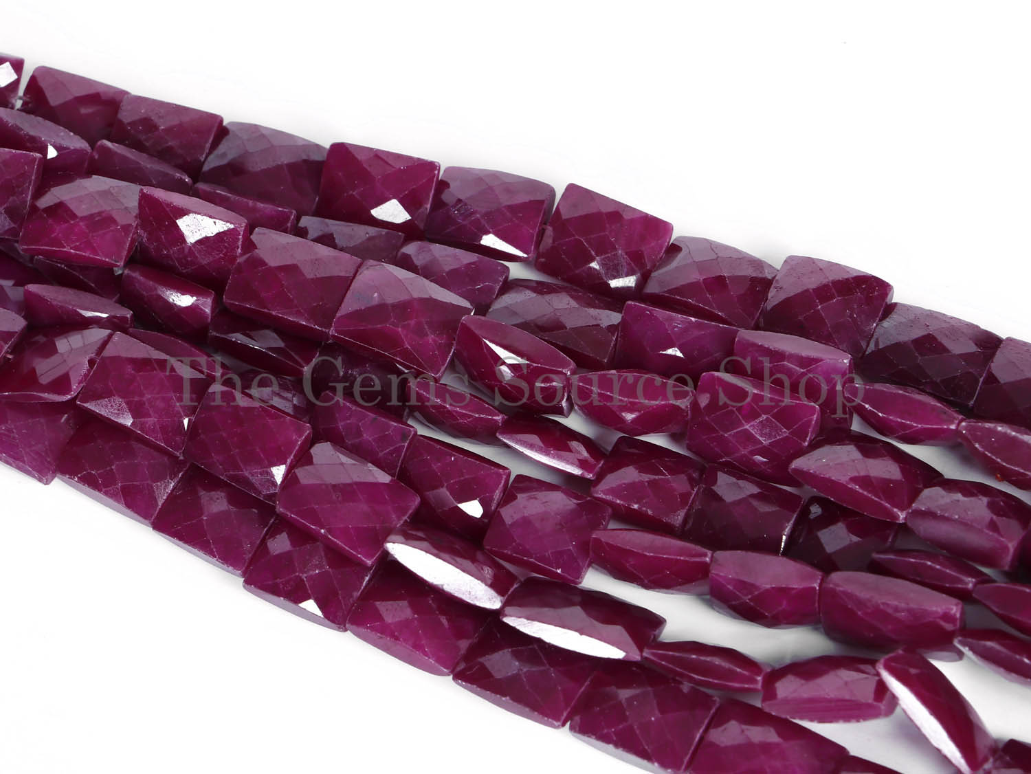 Natural Ruby Gemstone Beads, Ruby Faceted Cushion Shape Beads