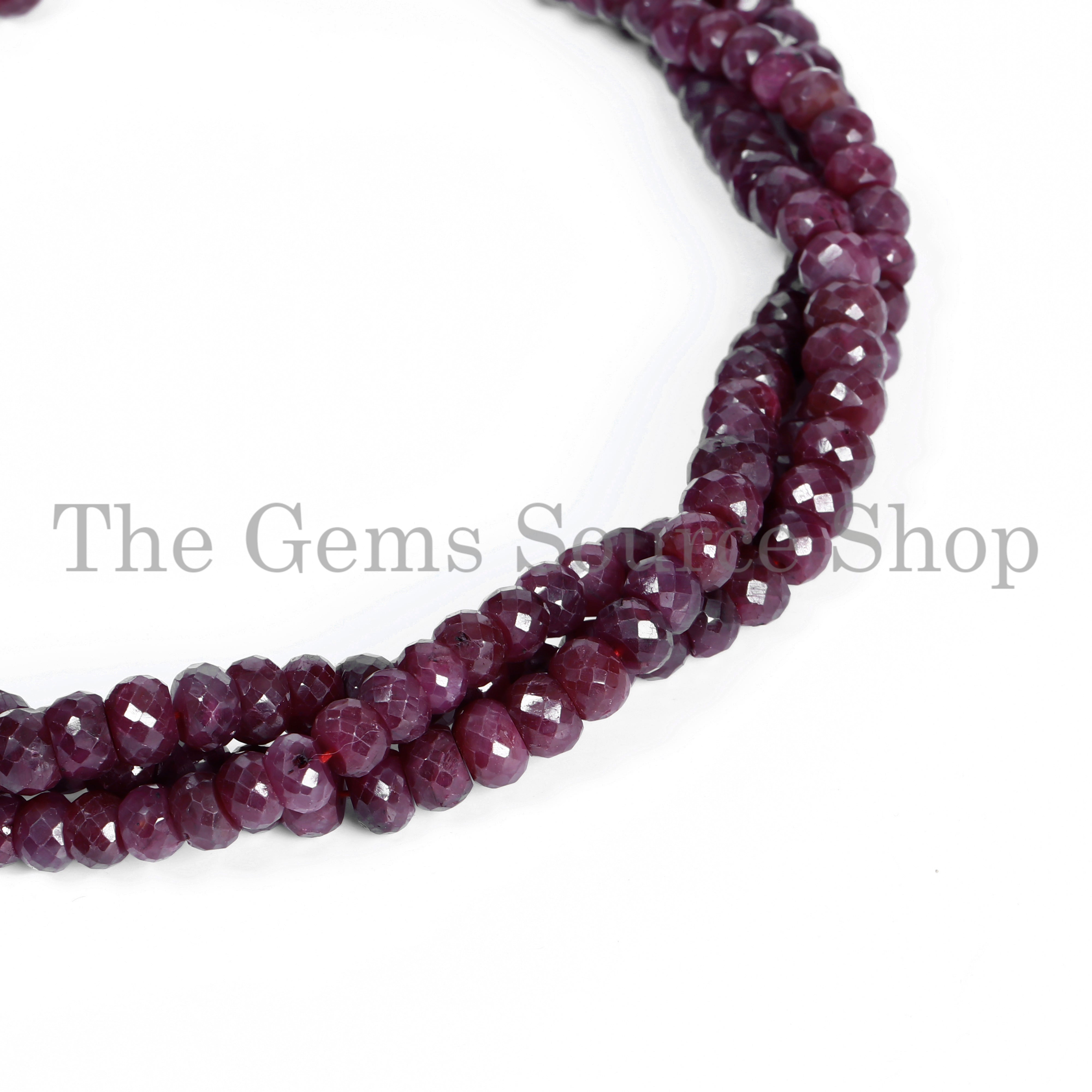 Ruby Beads, Ruby Faceted Rondelle Beads