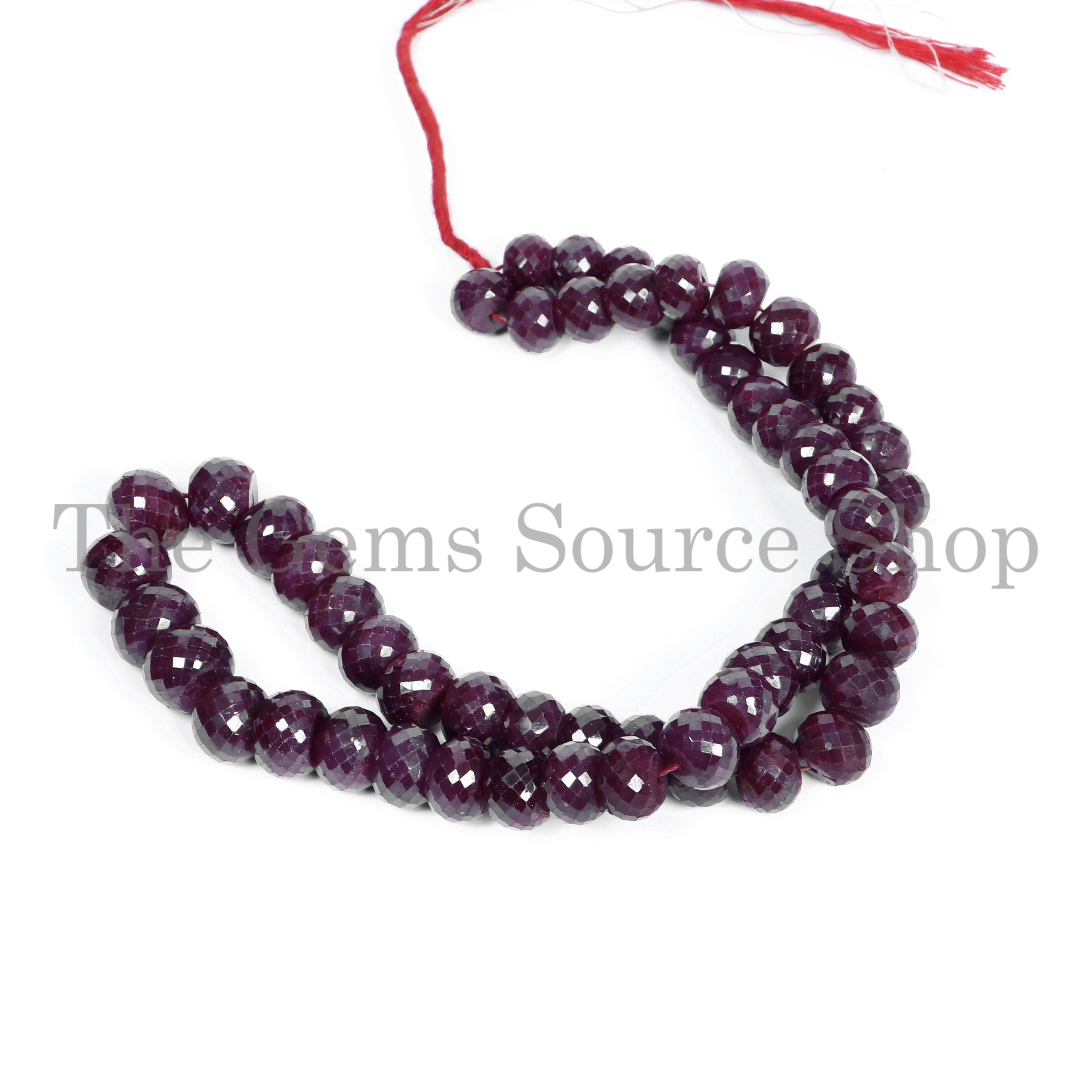 Faceted Rondelle Ruby Beads