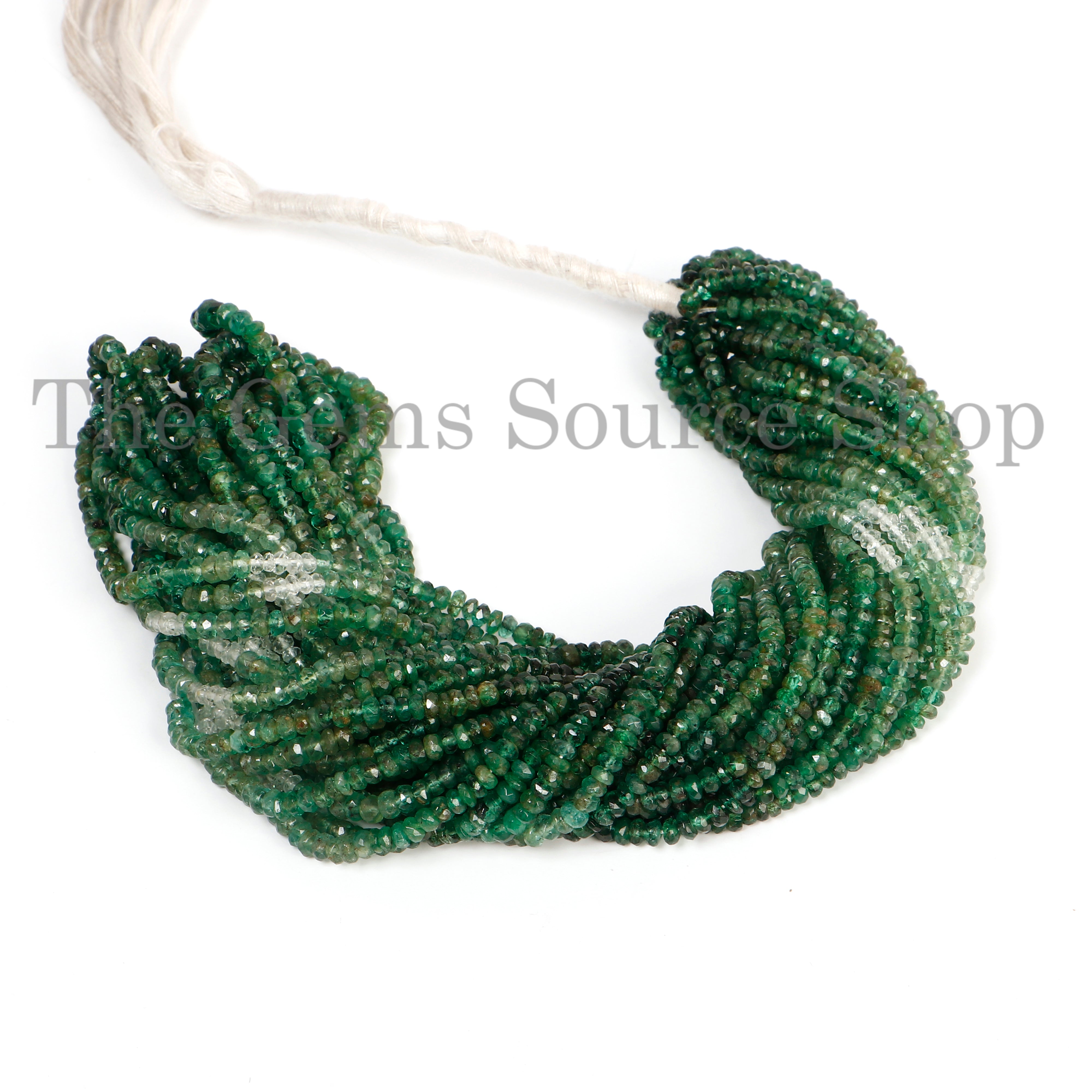 Shaded Emerald Beads, Emerald Faceted Beads, Emerald Rondelle Beads, Emerald Gemstone Beads