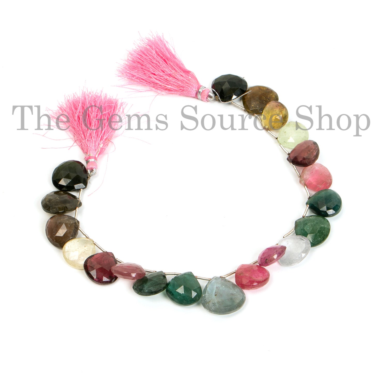 Natural Multi Tourmaline Faceted Heart Briolette, Gemstone Beads, Heart Beads, Jewelry Beads