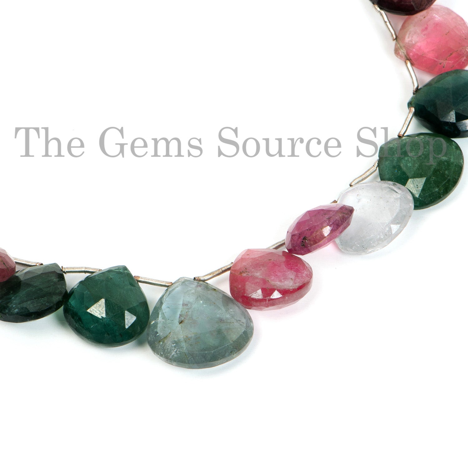 Natural Multi Tourmaline Faceted Heart Briolette, Gemstone Beads, Heart Beads, Jewelry Beads