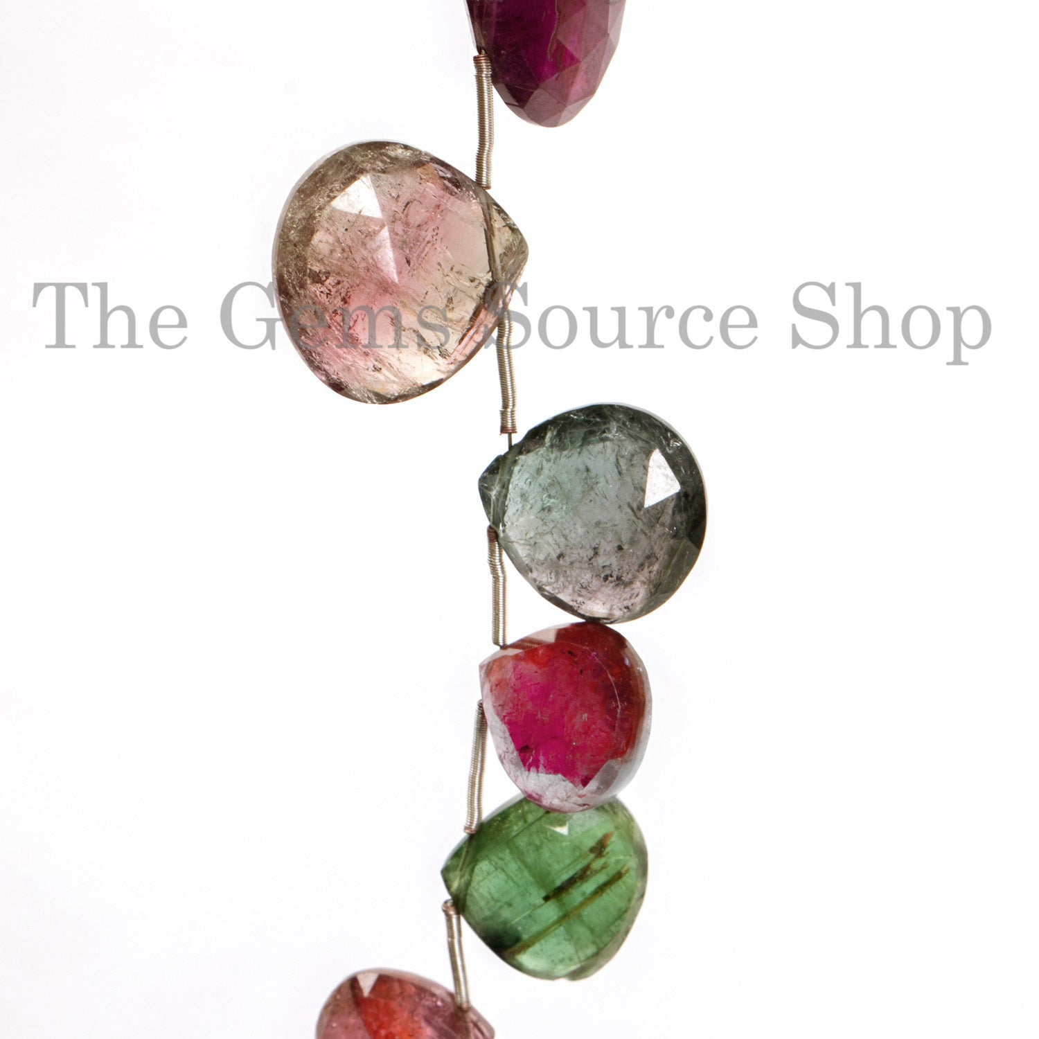 Natural Multi Tourmaline Heart Briolette, Faceted Gemstone Beads, Tourmaline Strand