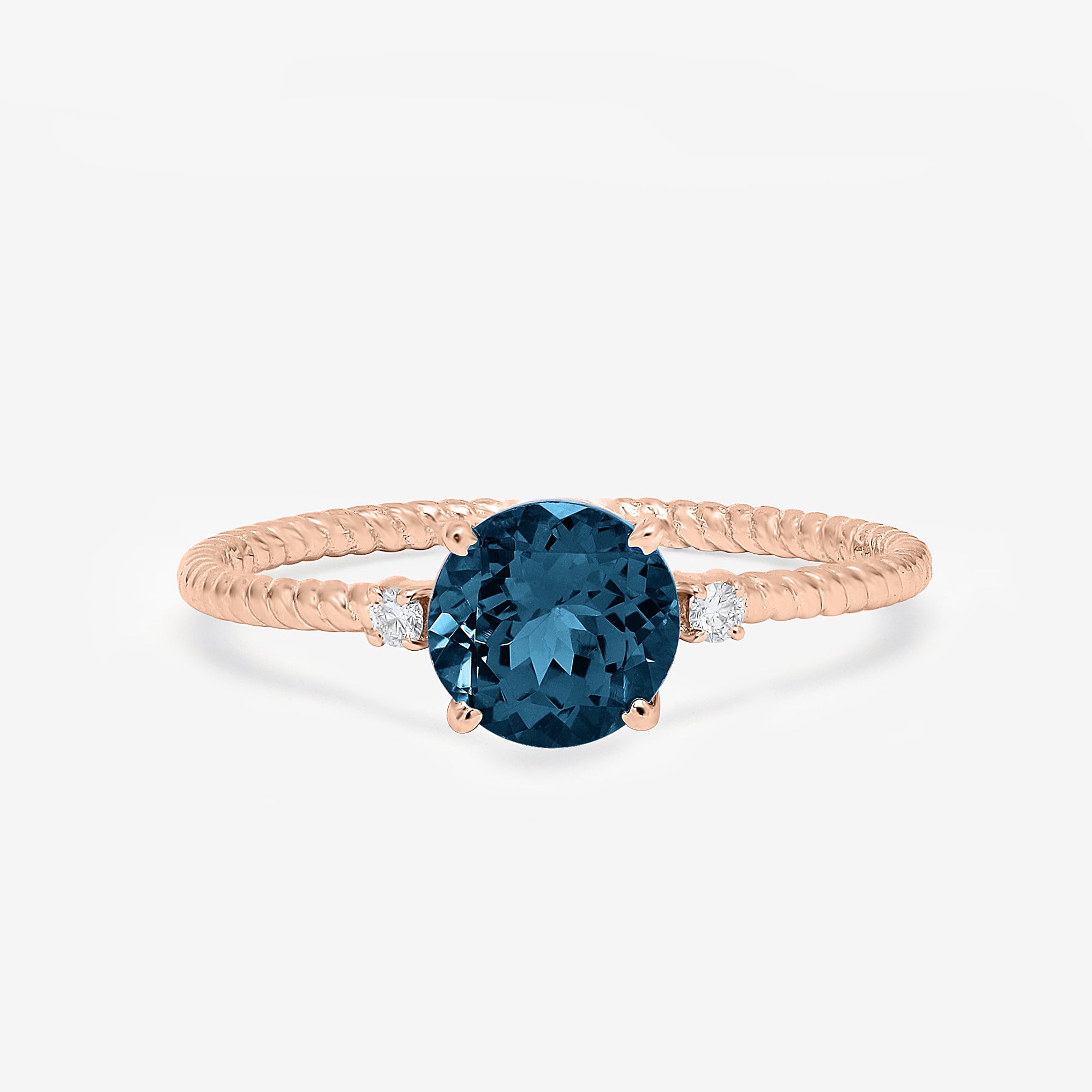 London Blue Topaz Engagement Ring, 14K Solid Gold Ring, Wedding Ring, Gift For Her