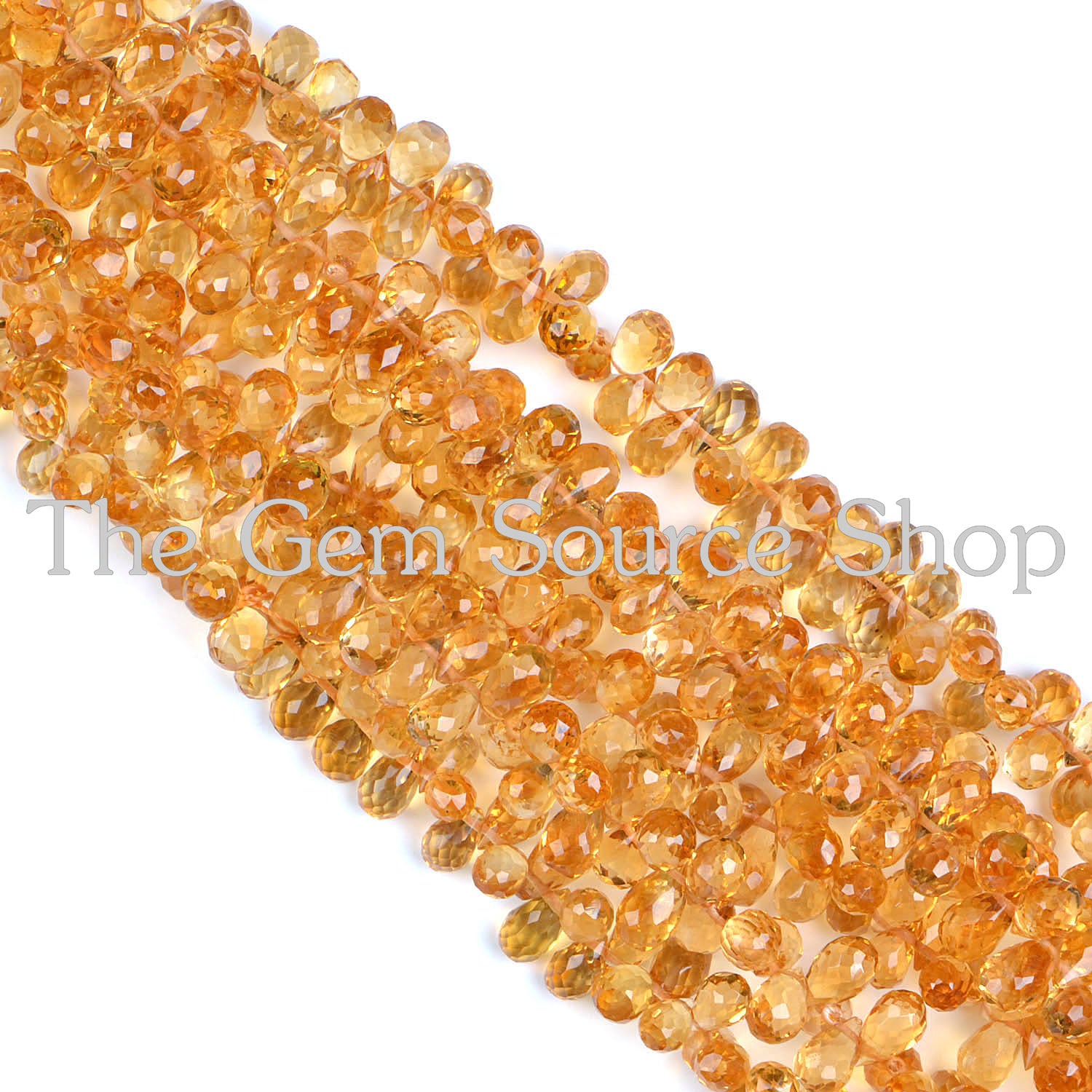 Natural Citrine Faceted Drops Shape Beads
