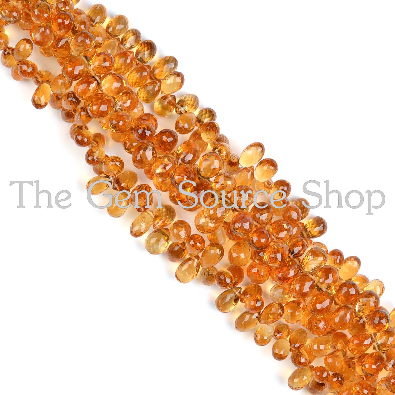 Citrine Faceted Drops Shape Gemstone Beads