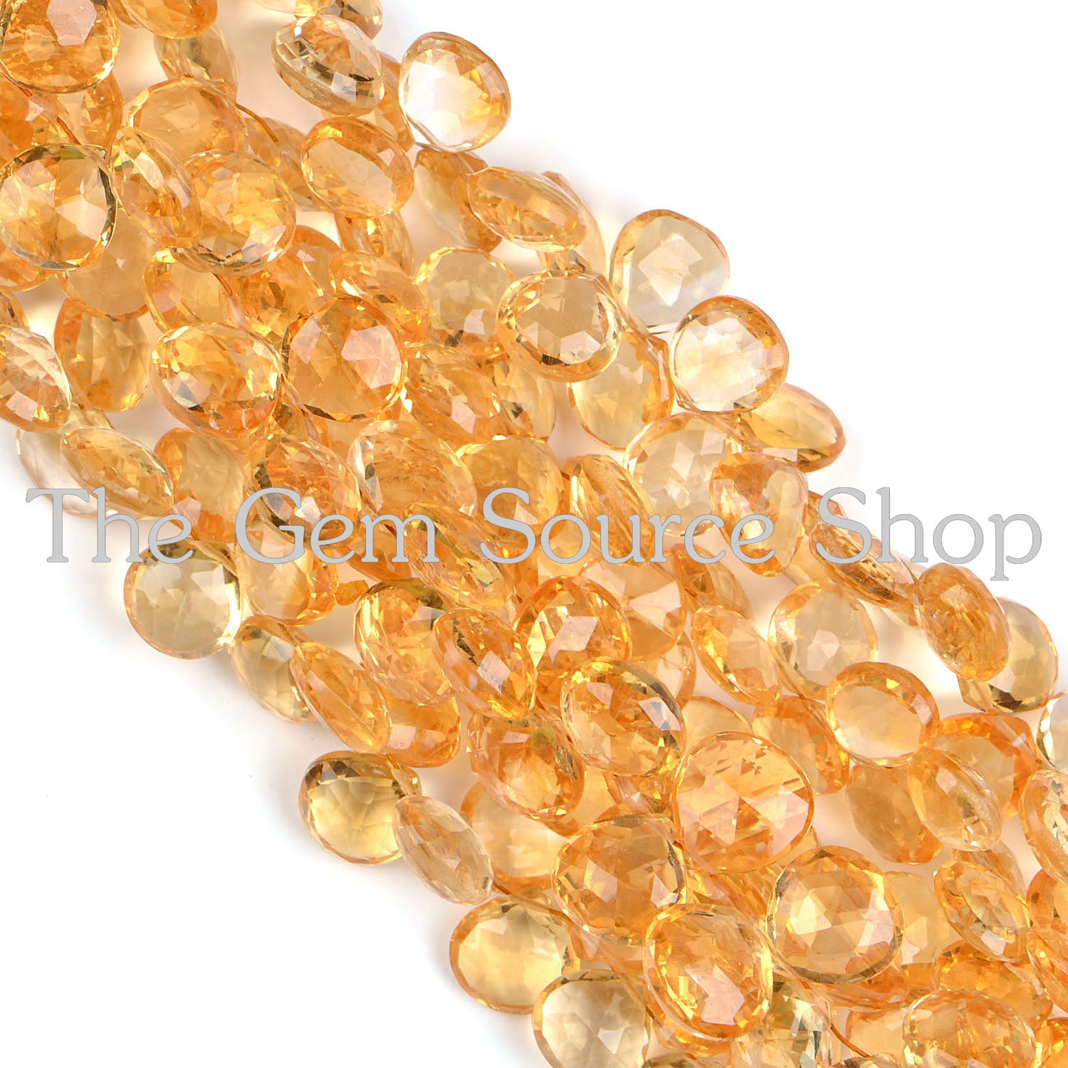 Natural Citrine Faceted Heart Shape Gemstone Beads