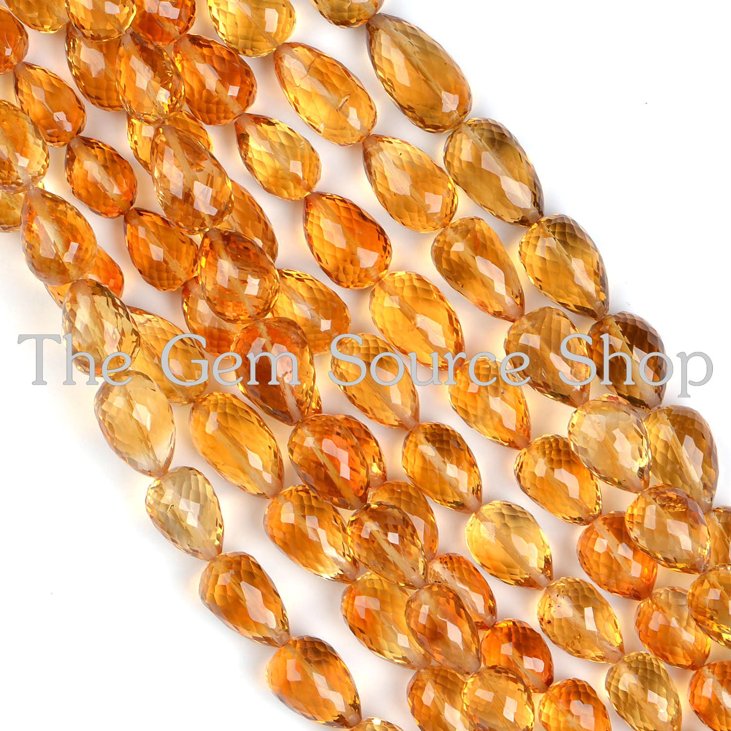 AAA Citrine Faceted drops straight drill Gemstone Beads