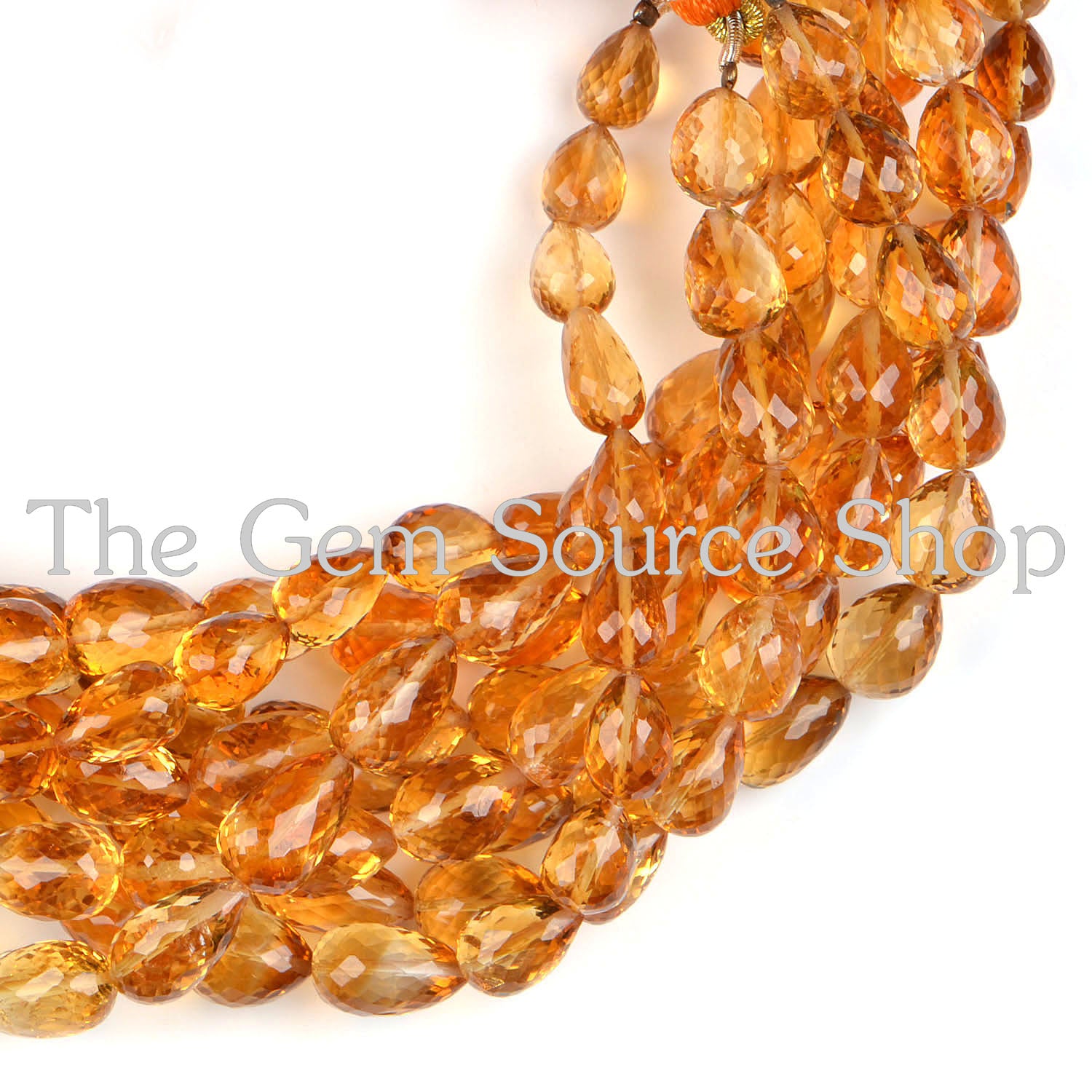 AAA Citrine Faceted drops straight drill Gemstone Beads