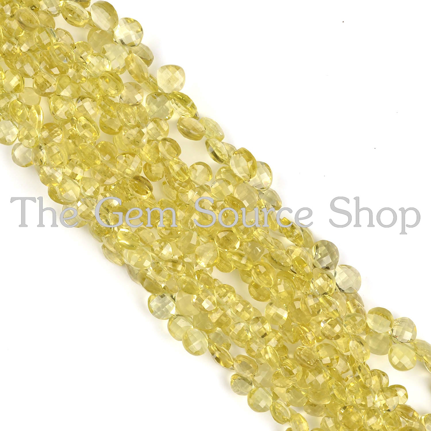 Lemon Quartz Faceted Heart Shape Gemstone Beads