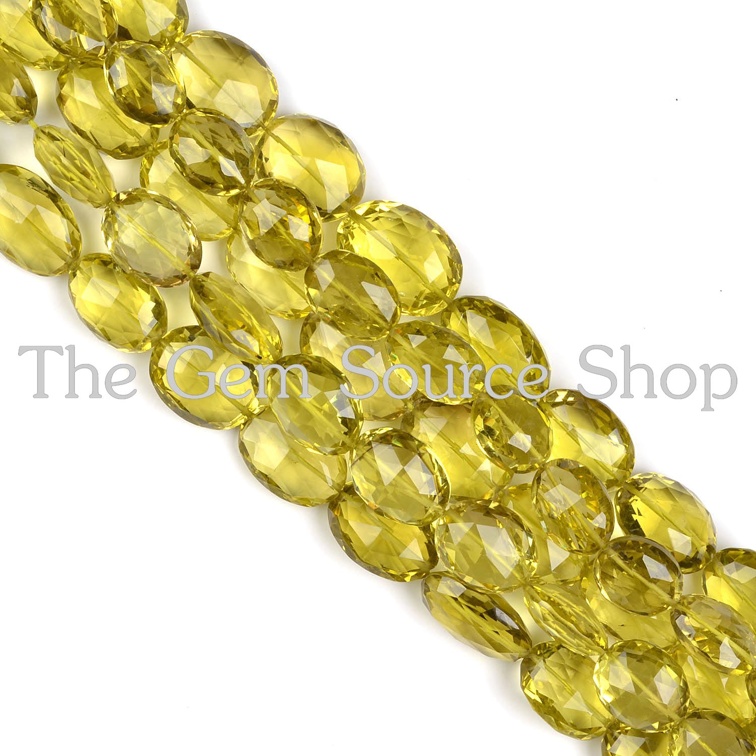Lemon Quartz Oval Shape Faceted Gemstone Beads