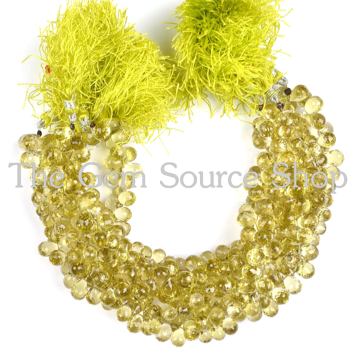 Lemon Quartz Faceted Drops Shape Gemstone Beads