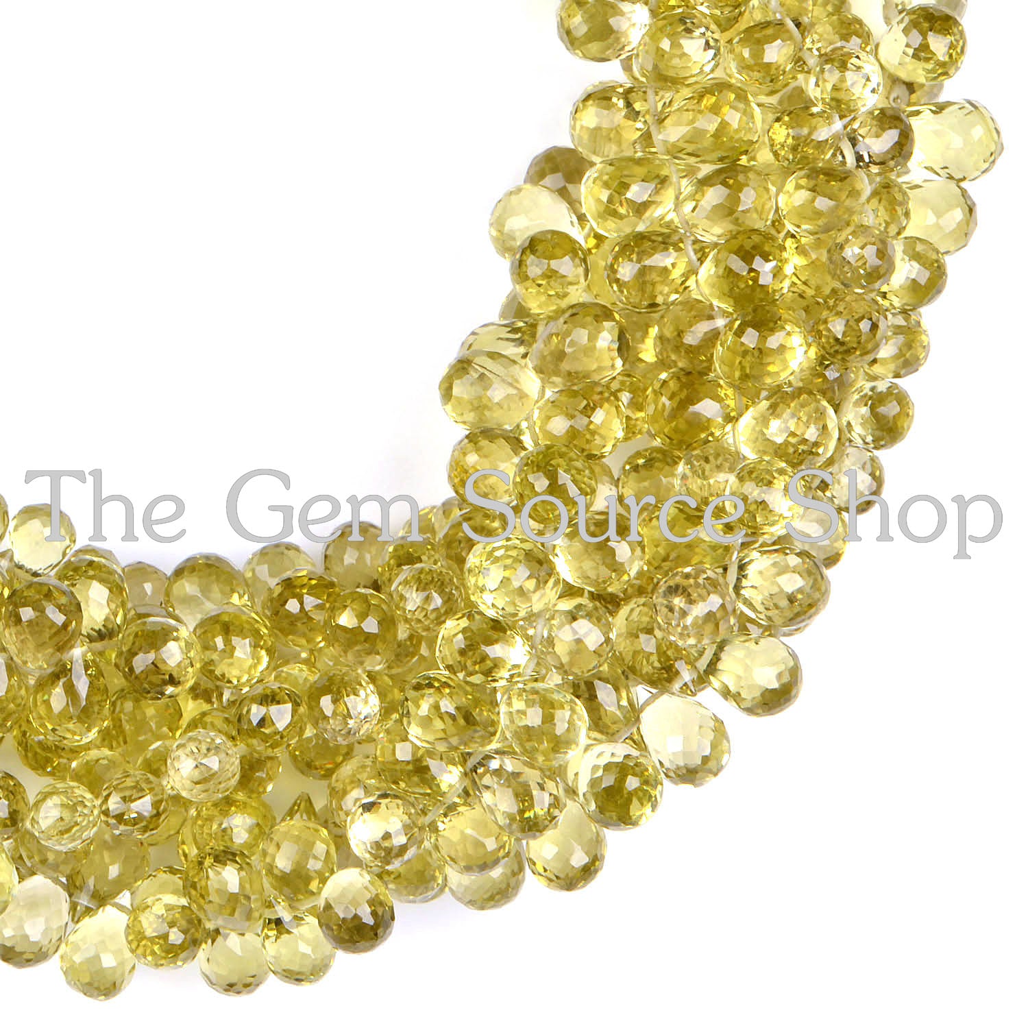 Lemon Quartz Faceted Drops Shape Gemstone Beads