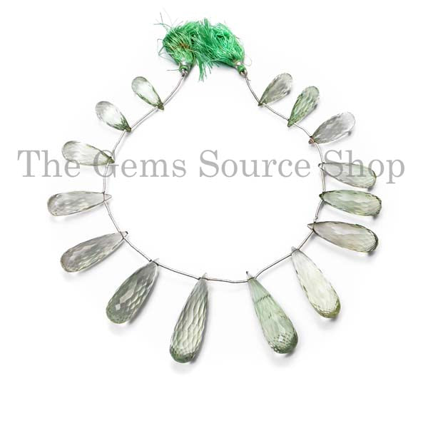 Excellent Top Quality Green Amethyst Faceted Drop Beads, Tear Drop Briolette