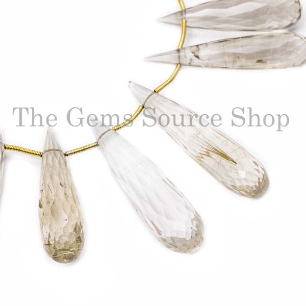Natural Golden Rutile Quartz Beads