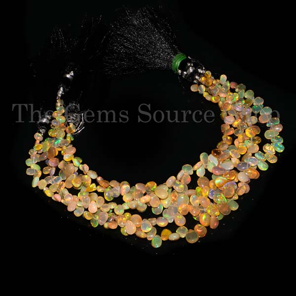 Natural Ethiopian Opal Smooth Pear Beads, Ethiopian Opal Beads, Pear Shape Briolette