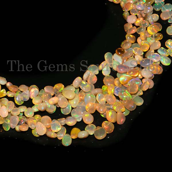 Ethiopian Opal Pear Beads, Gemstone Beads, Natural Opal Beads, Pear Shape Briolette
