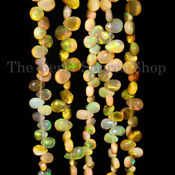 Natural Ethiopian Opal Smooth Pear Beads, Ethiopian Opal Beads, Pear Shape Briolette