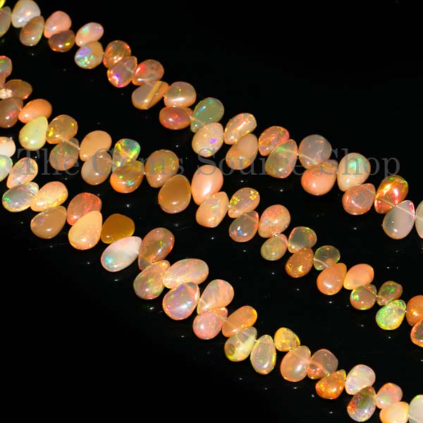 Ethiopian Opal Beads, Smooth Pear Beads, Gemstone Beads, Welo Opal Beads, Fire Opal Beads