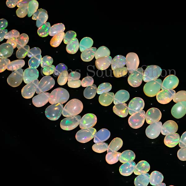 Ethiopian Opal Pear Beads, Natural Opal Beads, Pear Briolette, Opal Gemstone