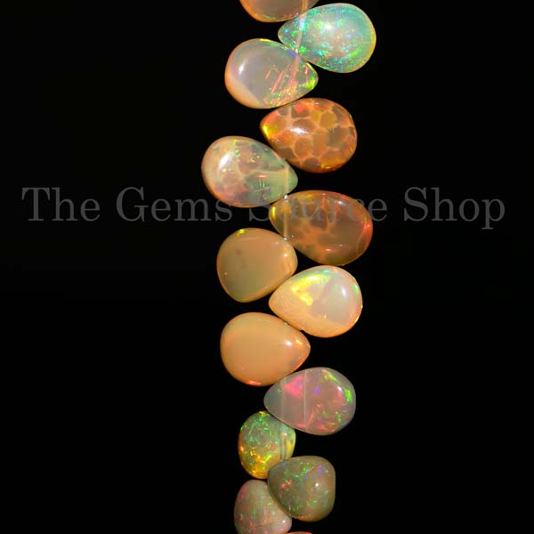 Ethiopian Opal Pear Beads, Natural Opal Beads, Pear Briolette, Opal Gemstone beads