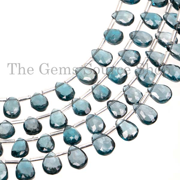 London Blue Topaz Beads, Topaz Pear Beads, Faceted Gemstone Beads, Pear Briolette