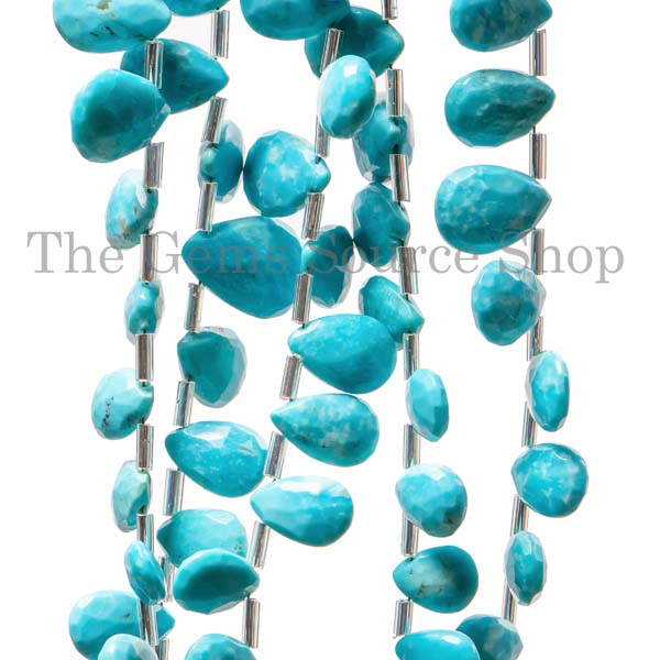 Turquoise Faceted Pear Briolette, Turquoise Pear Beads, Faceted Pear Beads, Turquoise Beads, Wholesale Beads
