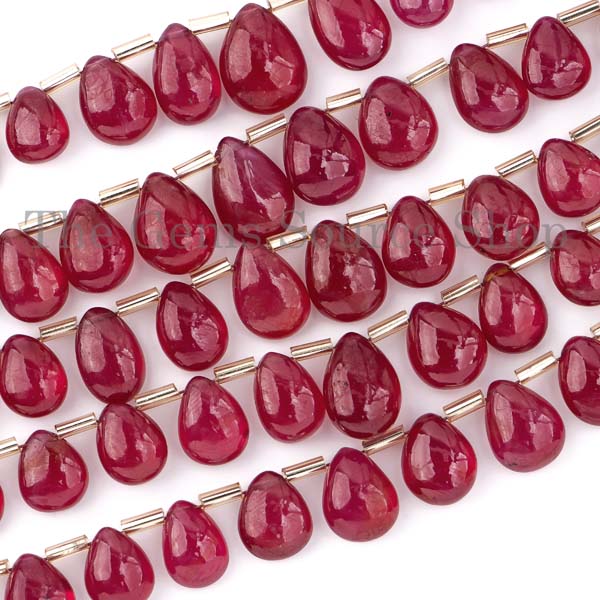 Precious Top Quaity Ruby Smooth Pear Beads, Ruby Pear Briolette, Gemstone Beads