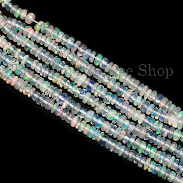 Ethiopian Opal Smooth Rondelle Beads, Ethiopian Opal Rondelles, Opal Smooth Beads