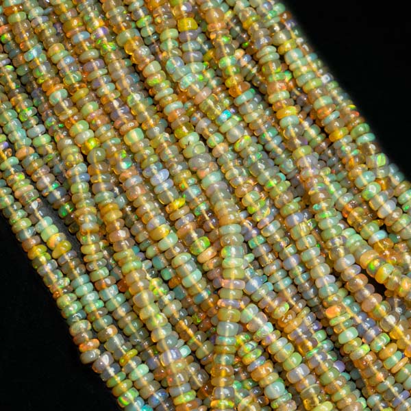 Ethiopian Opal Smooth Rondelle Beads, Opal Gemstone Rondelle Beads, Natural Ethiopian Opal Beads