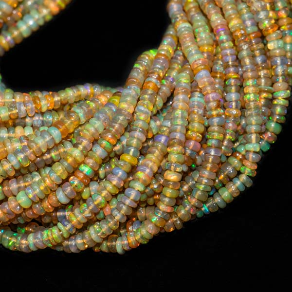 Ethiopian Opal Smooth Rondelle Beads, Opal Gemstone Rondelle Beads, Natural Ethiopian Opal Beads