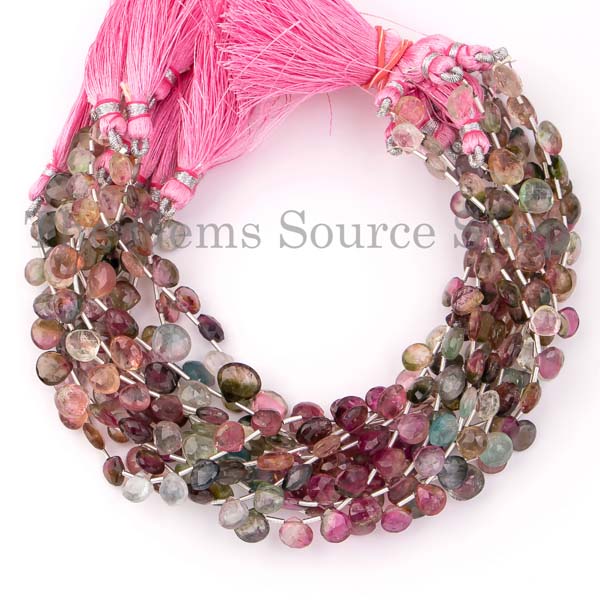 Extremely Rare Natural Multi Tourmaline Heart Beads, Tourmaline Heart Briolettes, Multi Tourmaline Faceted Beads, Tourmaline Beads