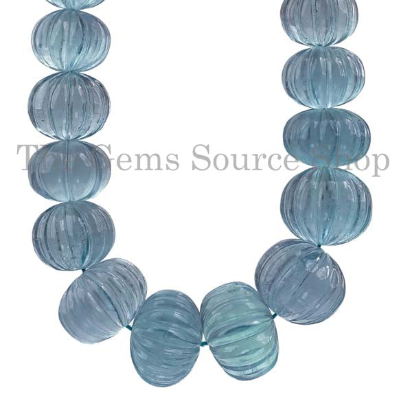 Extremely Rare Aquamarine Carving Rondelle Necklace, Gemstone Necklace, Beaded Necklace