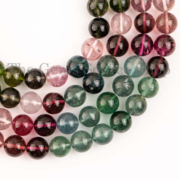 AAA Quality Natural Multi Tourmaline Necklace, Smooth Round Beads Necklace, Tourmaline Necklace, Necklace For Her, Beaded Necklace