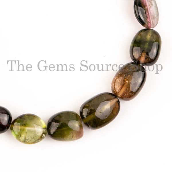 Natural Watermelon Tourmaline Smooth Nugget Necklace, Tourmaline Nuggets Necklace, AAA Quality Nuggets Necklace