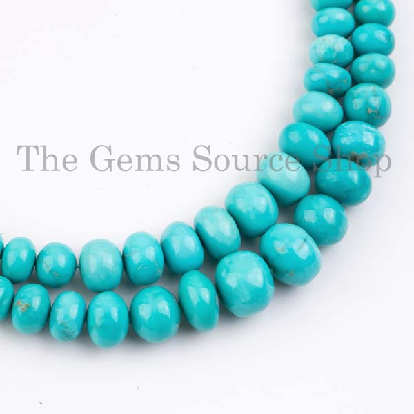 Sleeping Beauty Turquoise Rondelle  Necklace, High Quality Turquoise Necklace, Smooth Gemstone Necklace
